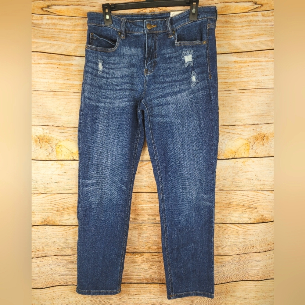 Cosmic Blue Love Distressed Stretch Jeans Size 31